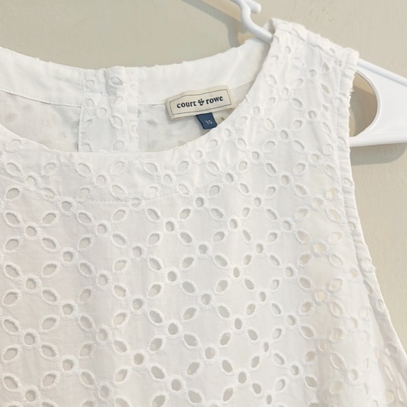Court & Rowe White eyelet Sleeveless lined pocket summer dress women size 10 - Picture 6 of 6
